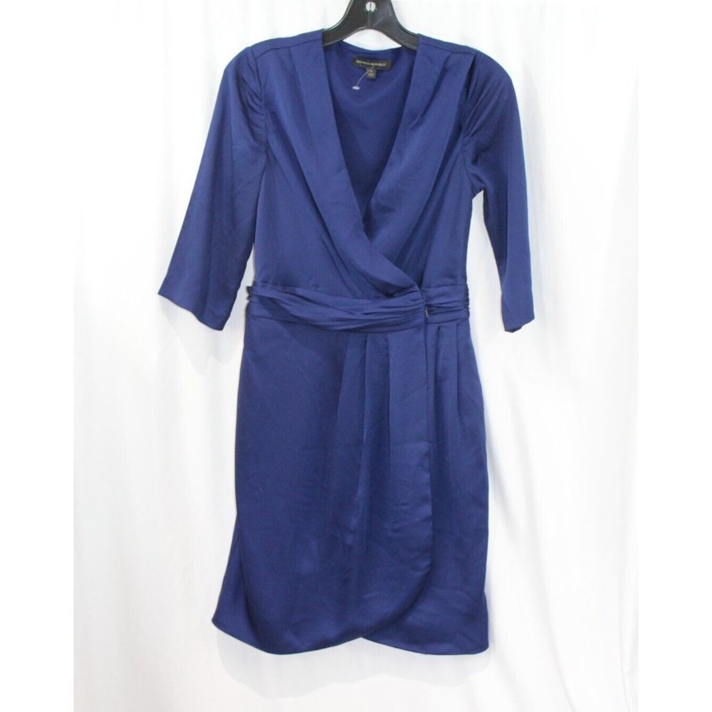 Banana Republic Womens Blue Half Sleeve Wrap Dress 2